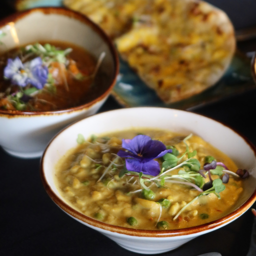 Waadiya Royal Treat set menu with curries, rice and bread served for sharing